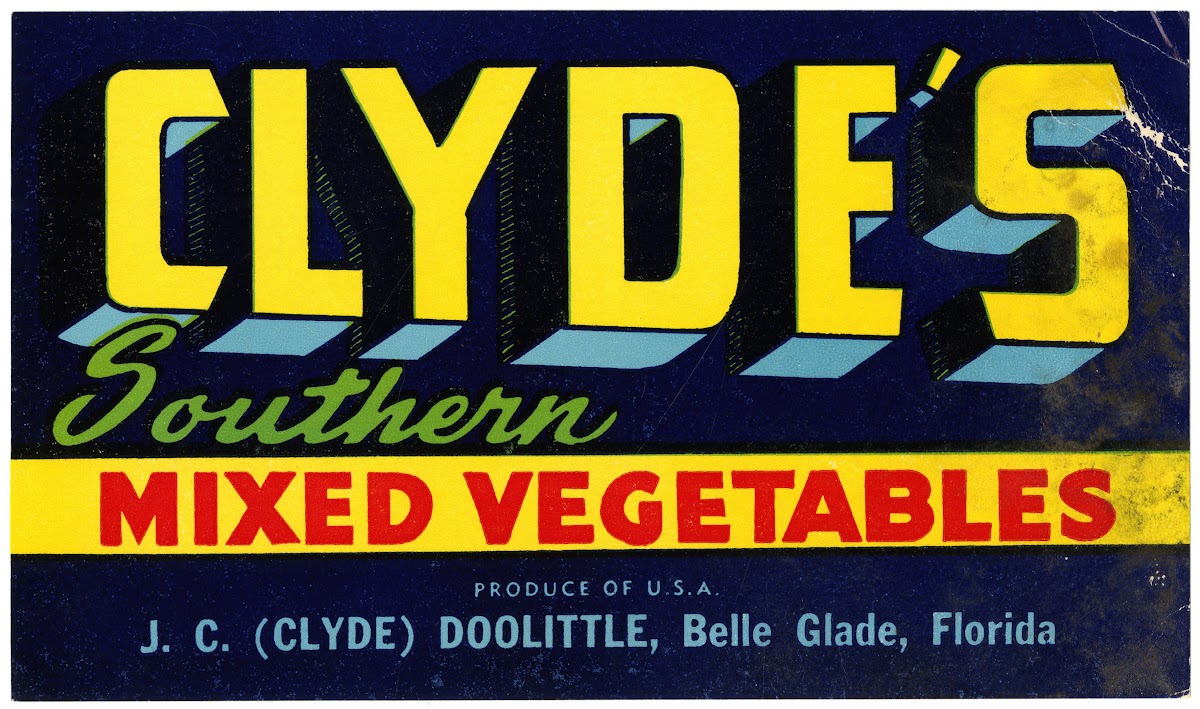 Clydes Southern Mixed Vegetables Label 1930 1950