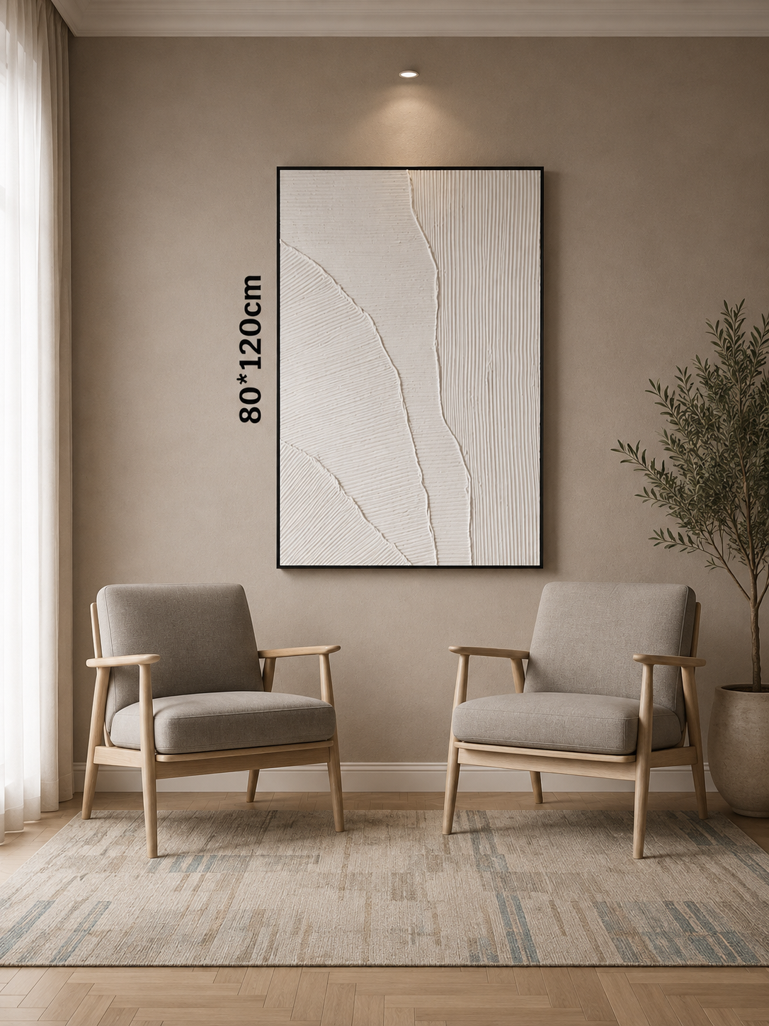 Framed B&W Minimalist Art – 80x120 cm