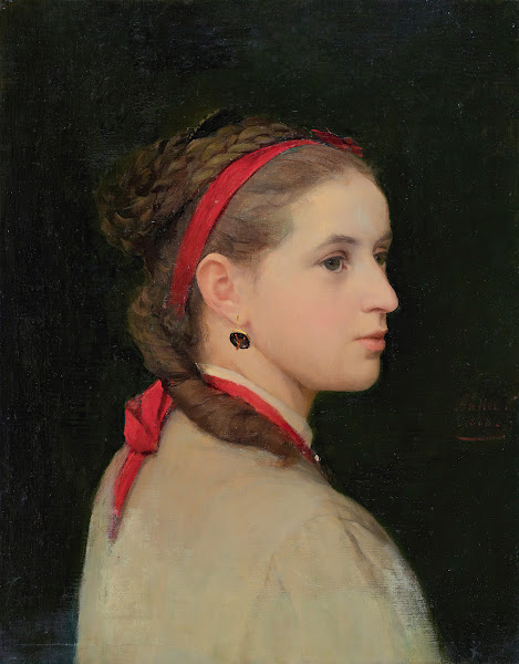 Girl With Red Hair Ribbon 1868
