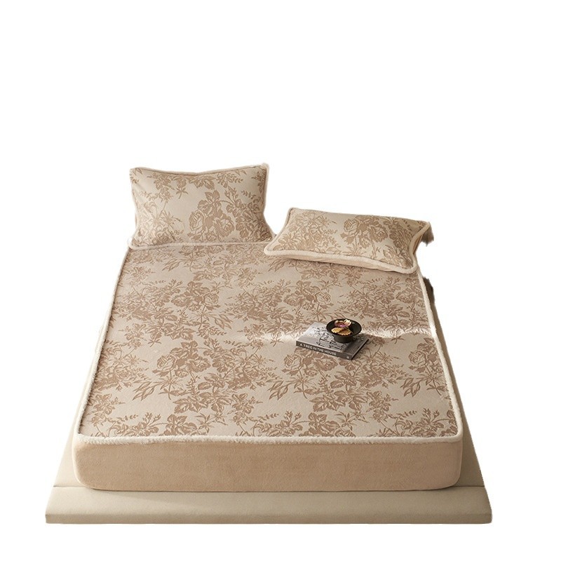 Milk Fiber Fitted Sheet with Floral Pattern