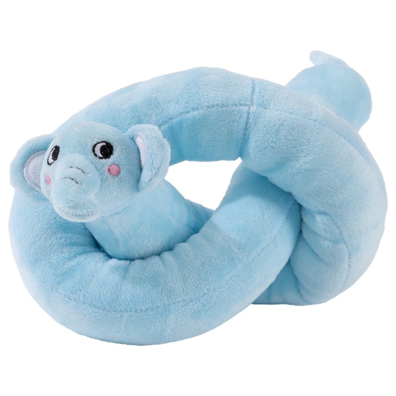 Plush dog toy with rope construction and squeaker