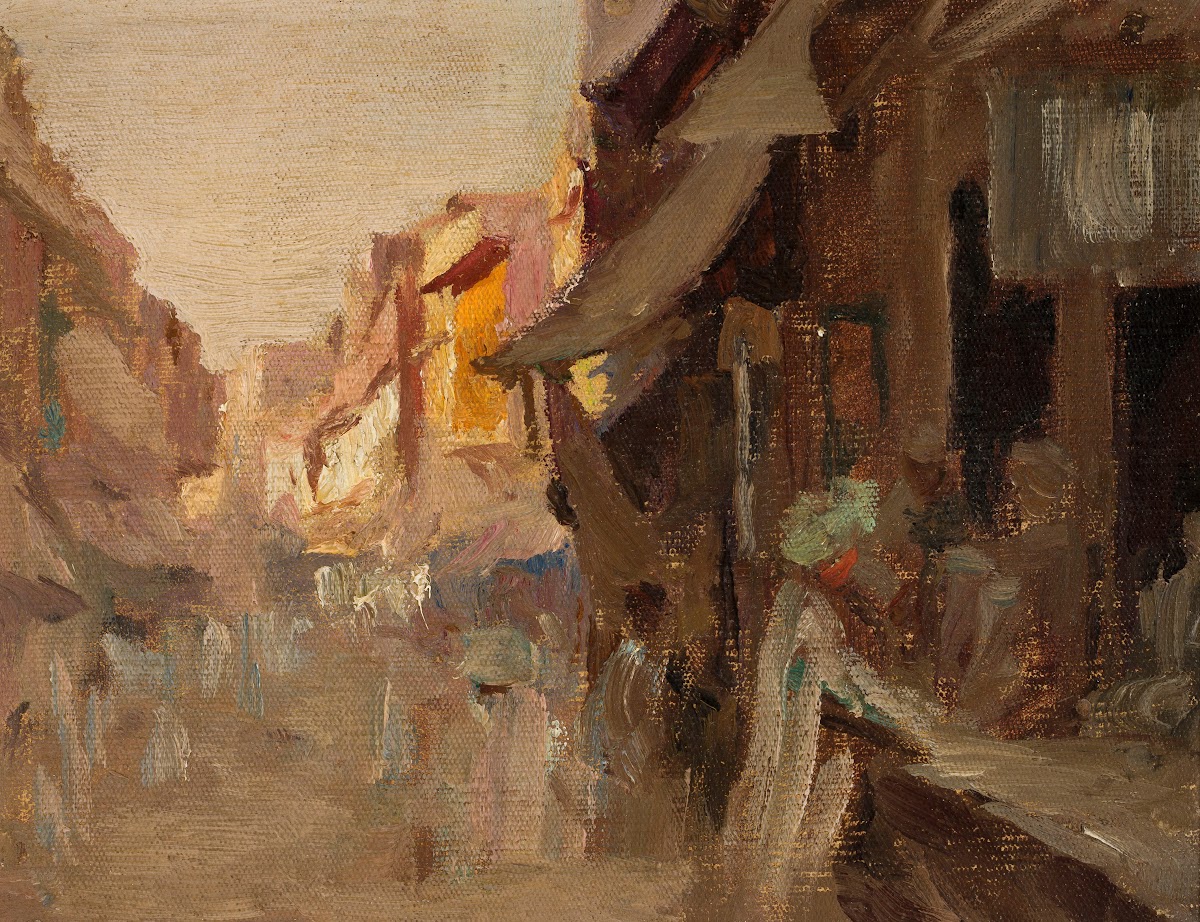 Agra  street market in the evening From the journey to India 1907