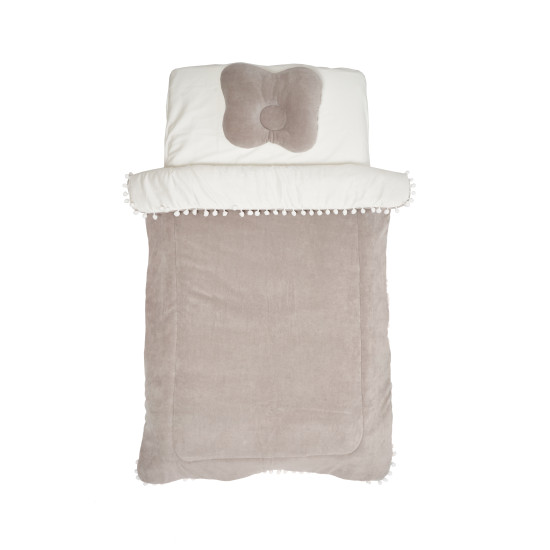 Постель 3 эл Twins велюр/сатин (одеяло, подушка ортопедическая, простынь) серый