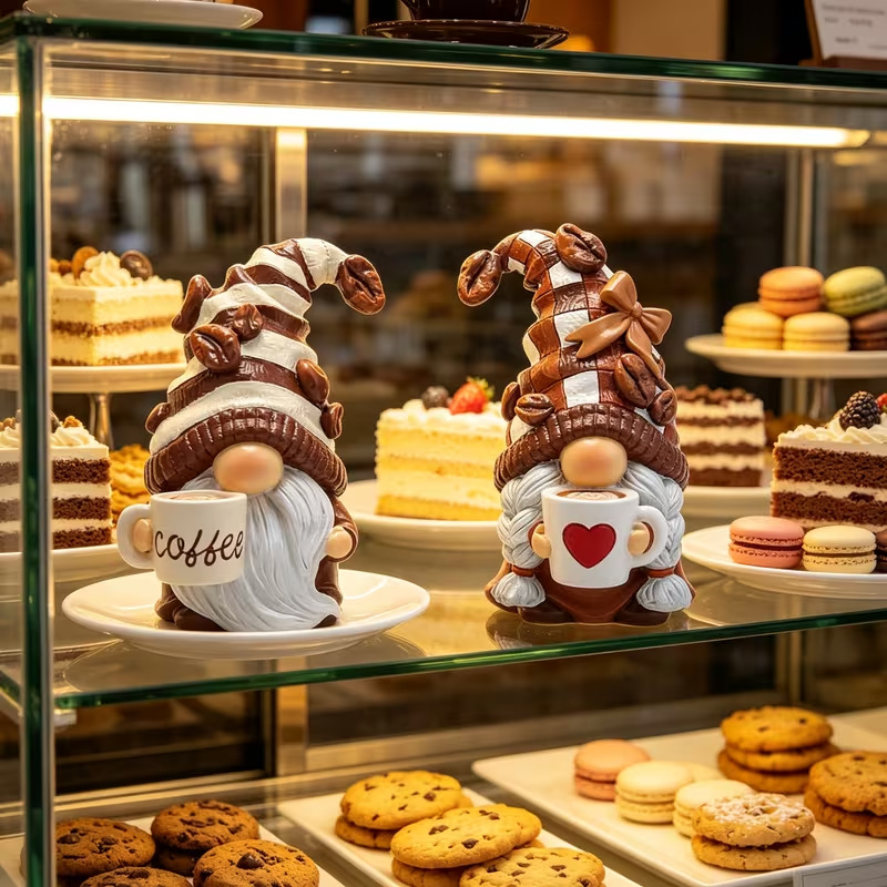 Weihnachtliche Wichtel-Figuren aus Kunstharz
