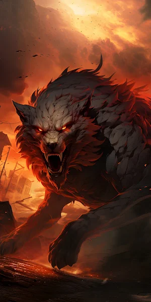 Ai Art, Wolf, Burning, Animals, Digital Art 5K Wallpaper Background