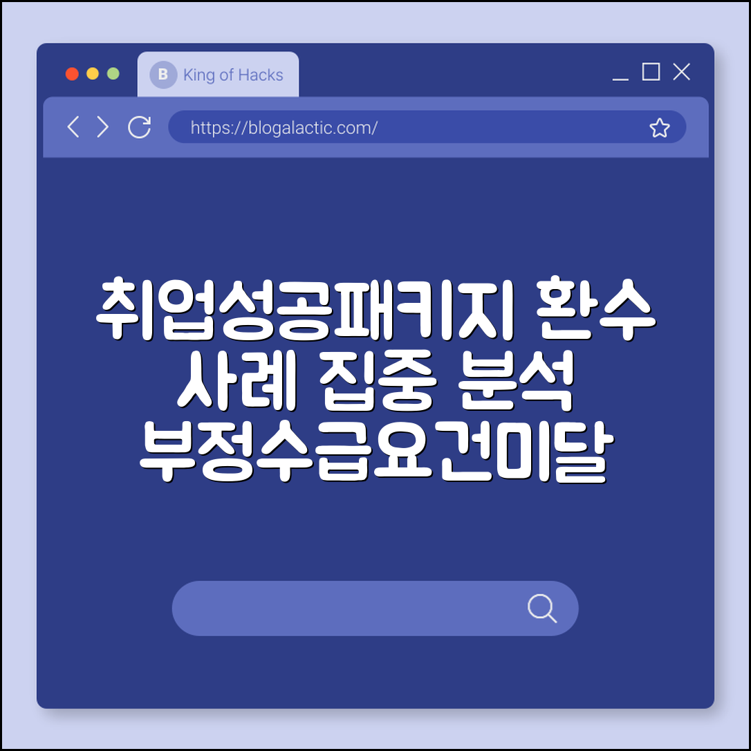 취업성공패키지 환수 사례 (부정수급, 요건미달, 환수)