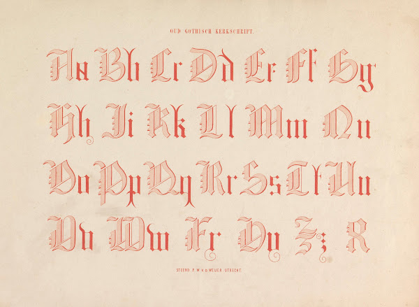Alfabet in Gotiek Oud gothisch kerkschrift 1855