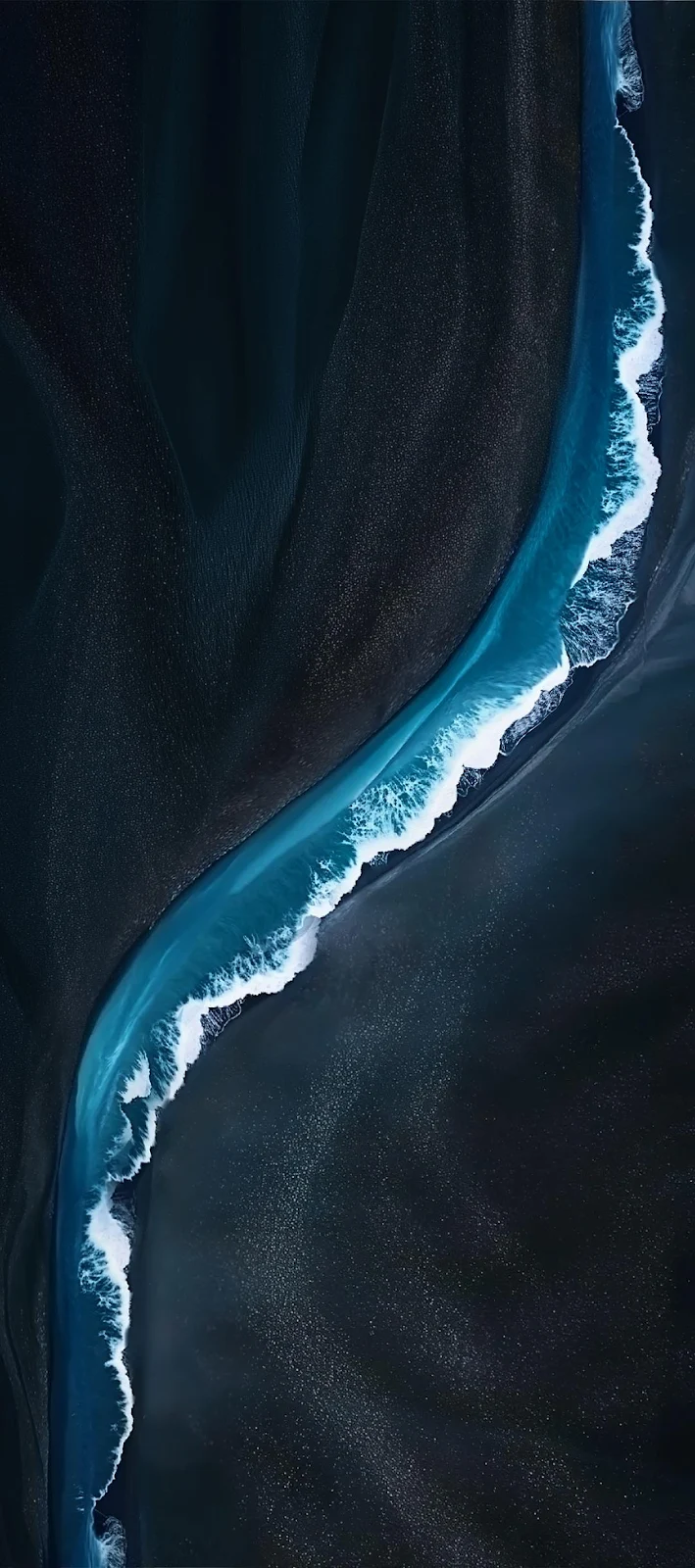 Dark Sand and Turquoise Water - Aerial Photography Full HD iPhone Wallpaper (1080x2436)
