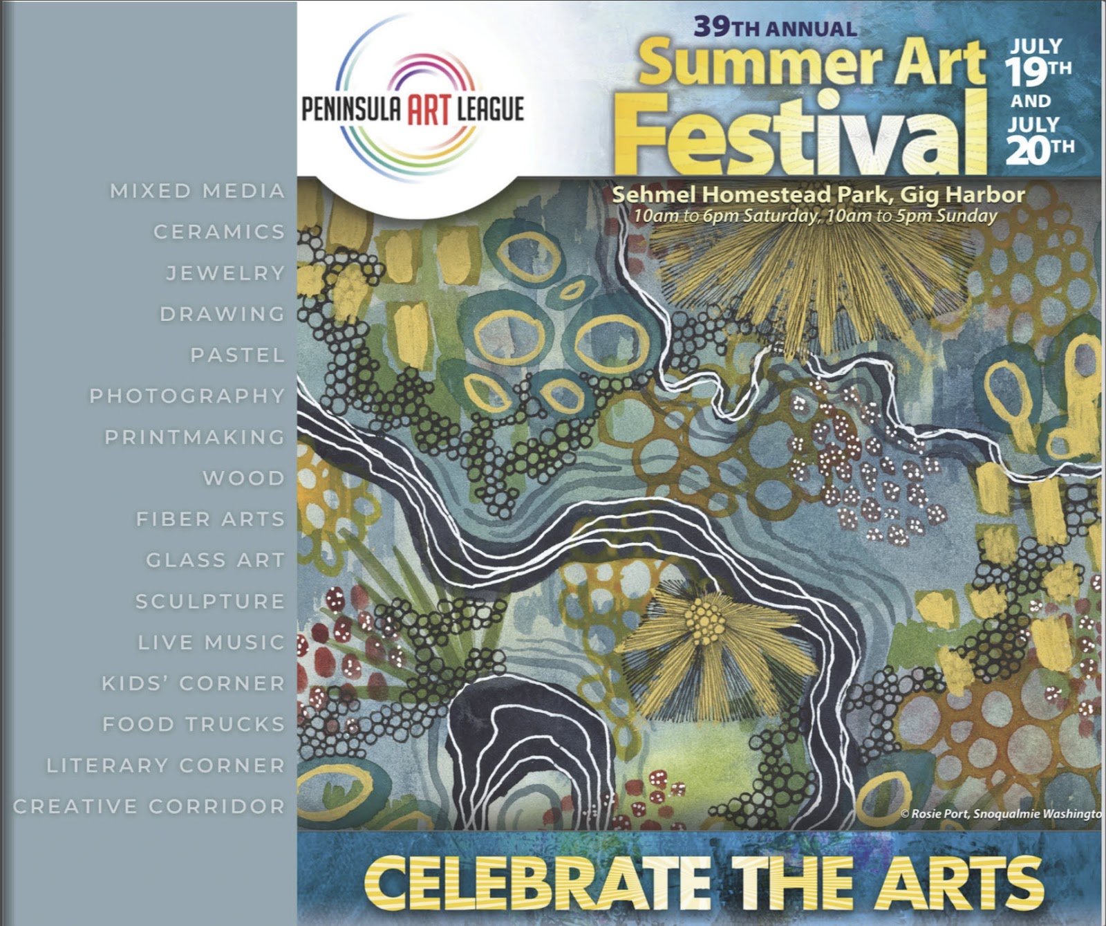 screenshot of front page of the Summer Art Festival catalog