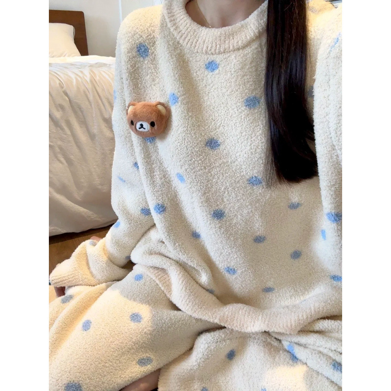 Warm women's plush jumpsuit, knit look