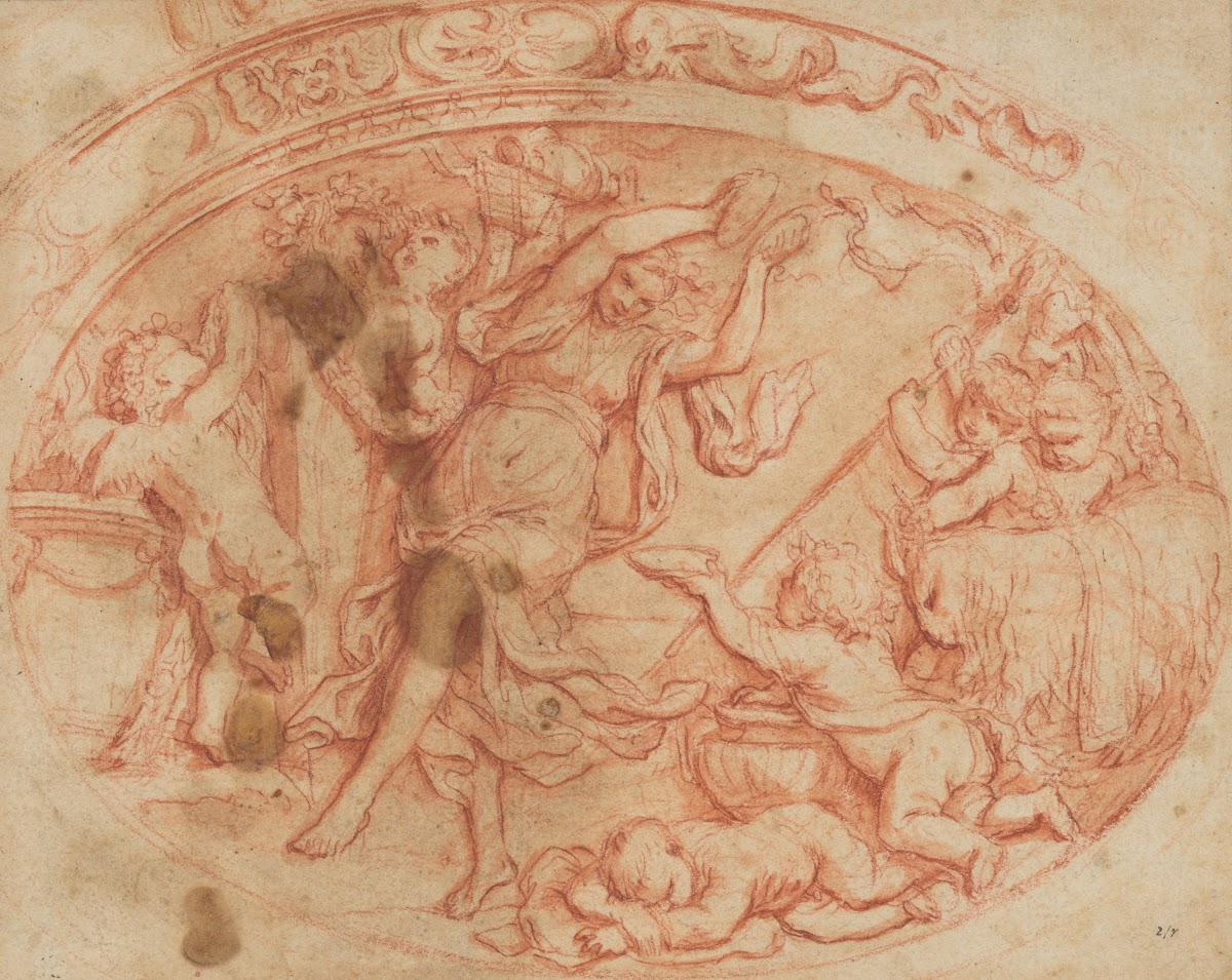 Design for the Decoration of an Oval Dish with a Bacchanal 17th century