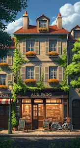 Charming Parisian Bakery with Ivy and Bicycle