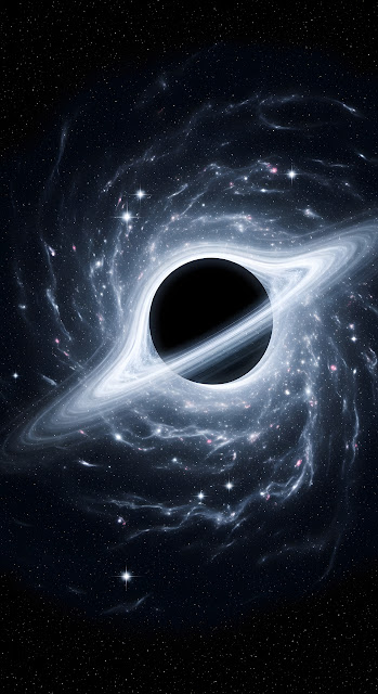 Cosmic Black Hole Vortex with Swirling Accretion Disk Stars - Free mobile Wallpaper