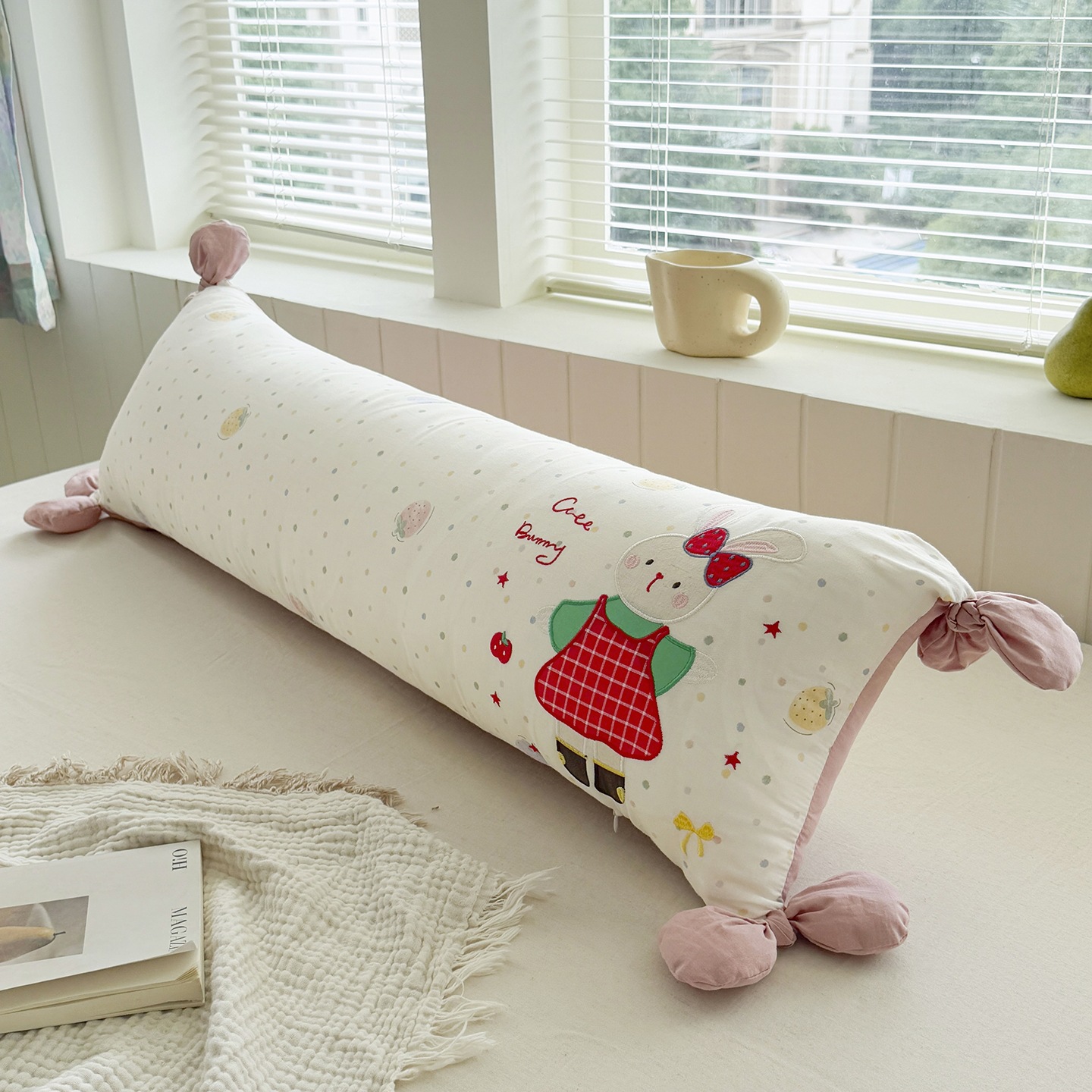 Long Cotton Pillow, 30×100 cm, removable