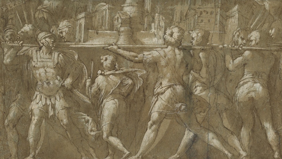 Soldiers Carrying a Model of a City 1548