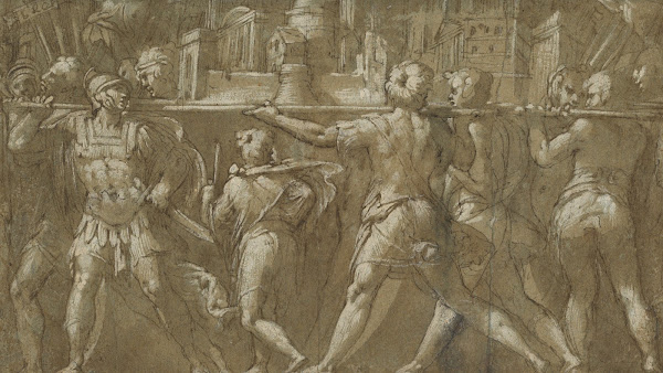 Soldiers Carrying a Model of a City 1548