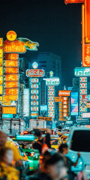 Bangkok Chinatown, Yaowarat Road, Neon Signs, Nightlife Full HD iPhone Wallpaper Background