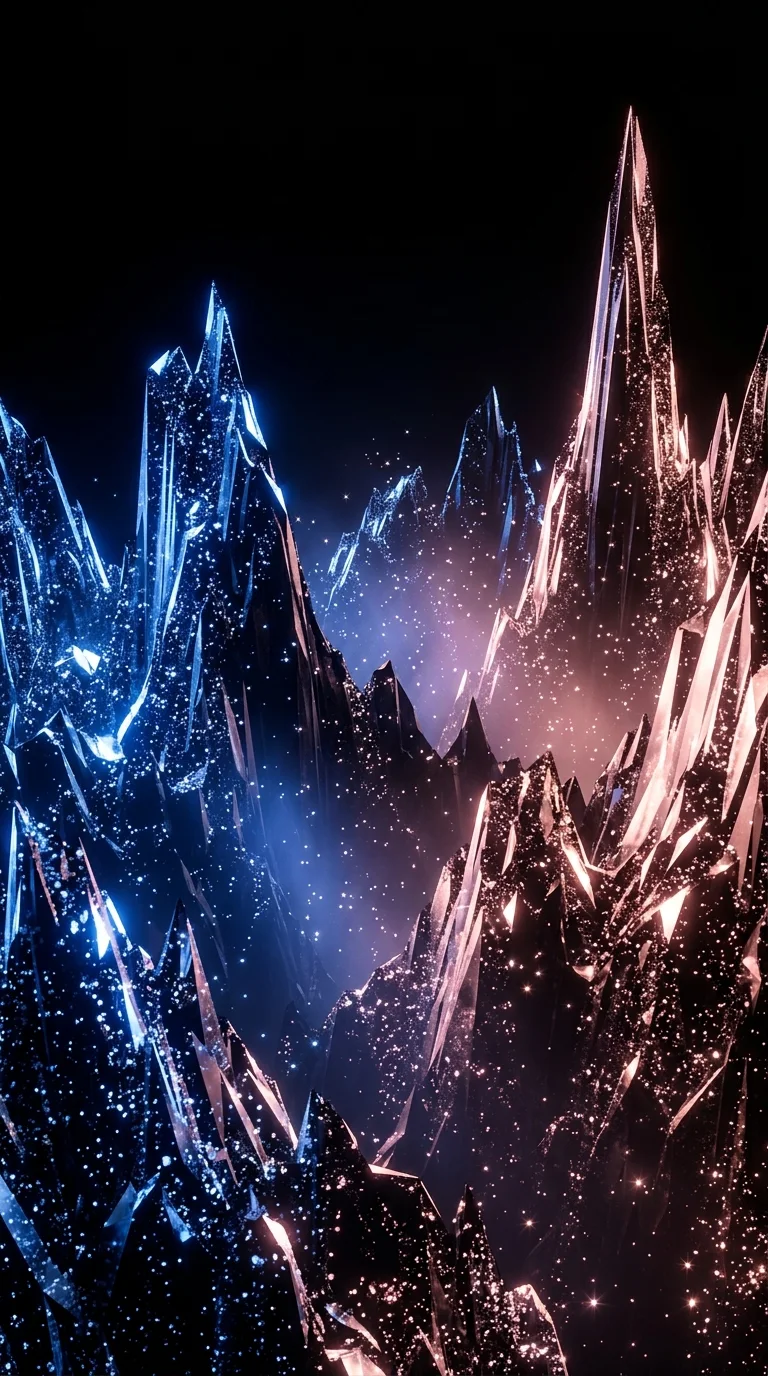 Abstract Cosmic Mountain Range in Sapphire Blue and Rose Gold - Free 4K mobile Wallpaper