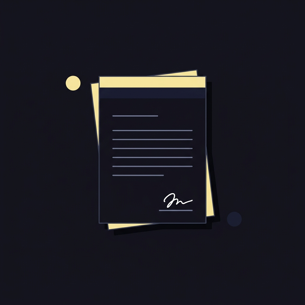 Minimal 2D vector of stacked contract and press release documents on dark background with yellow and dark gray color chips referencing warriors spurs prediction context
