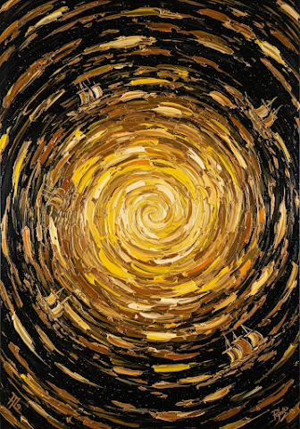 Abstract Liquid Gold Starry Void