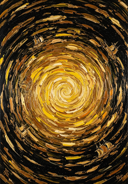 Abstract Liquid Gold Starry Void