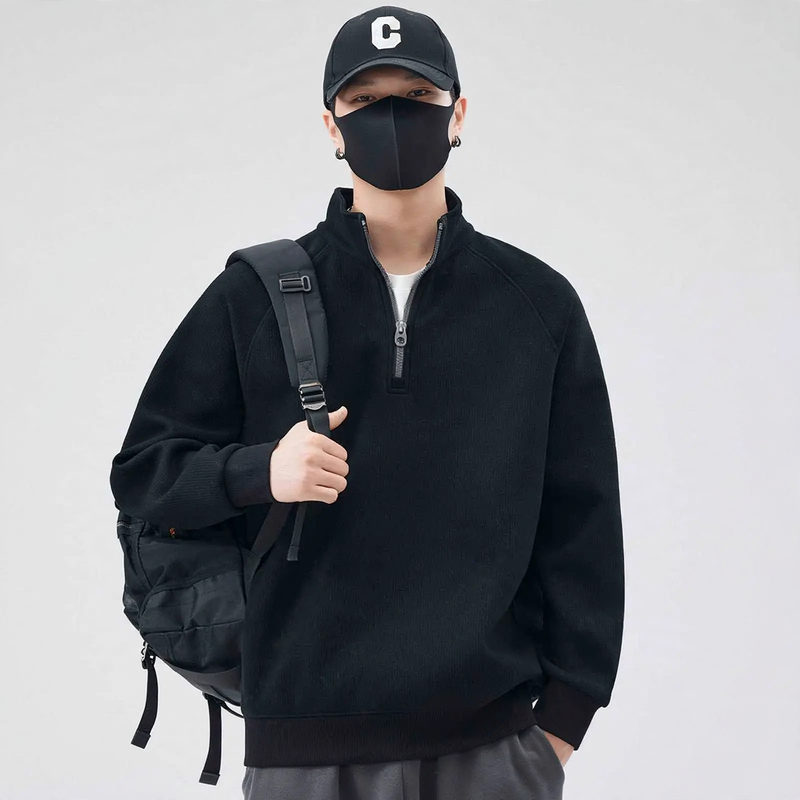 Herren-Sweatshirt mit Stehkragen und Futter