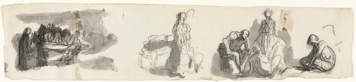 Sheet of Studies with a Group of Four Figures to the Right 185075