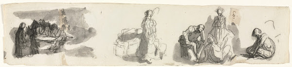 Sheet of Studies with a Group of Four Figures to the Right 185075