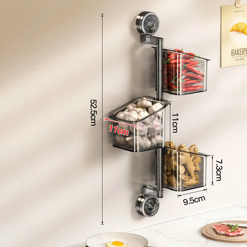 Rotating Kitchen Storage Rack with Suction Cup, Model 230-006-A