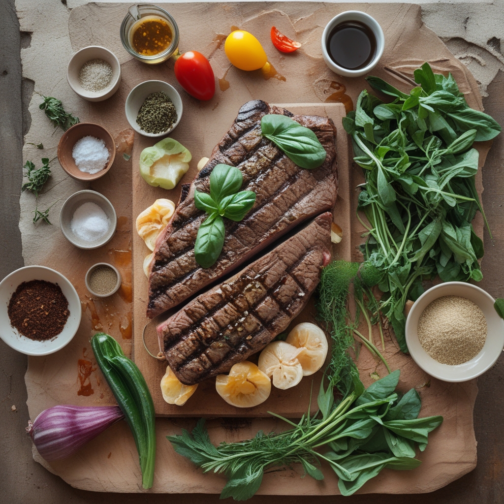 Ingredients for Grilled Flank Steak Caprese with Balsamic Dressing - Easy Homemade Summer Meal