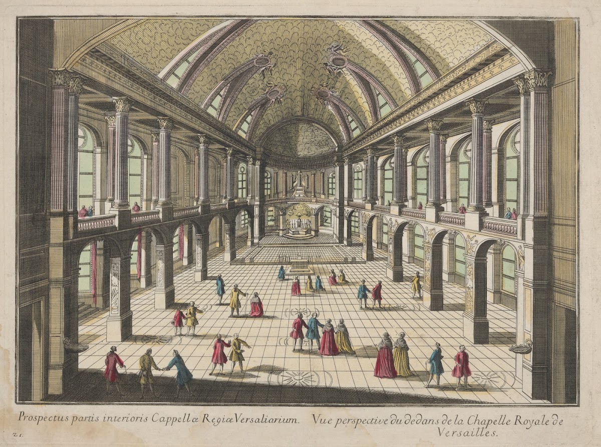Perspective view of the interior of the Versailles Royal Chapel 1750