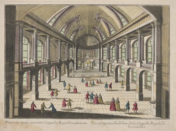 Perspective view of the interior of the Versailles Royal Chapel 1750