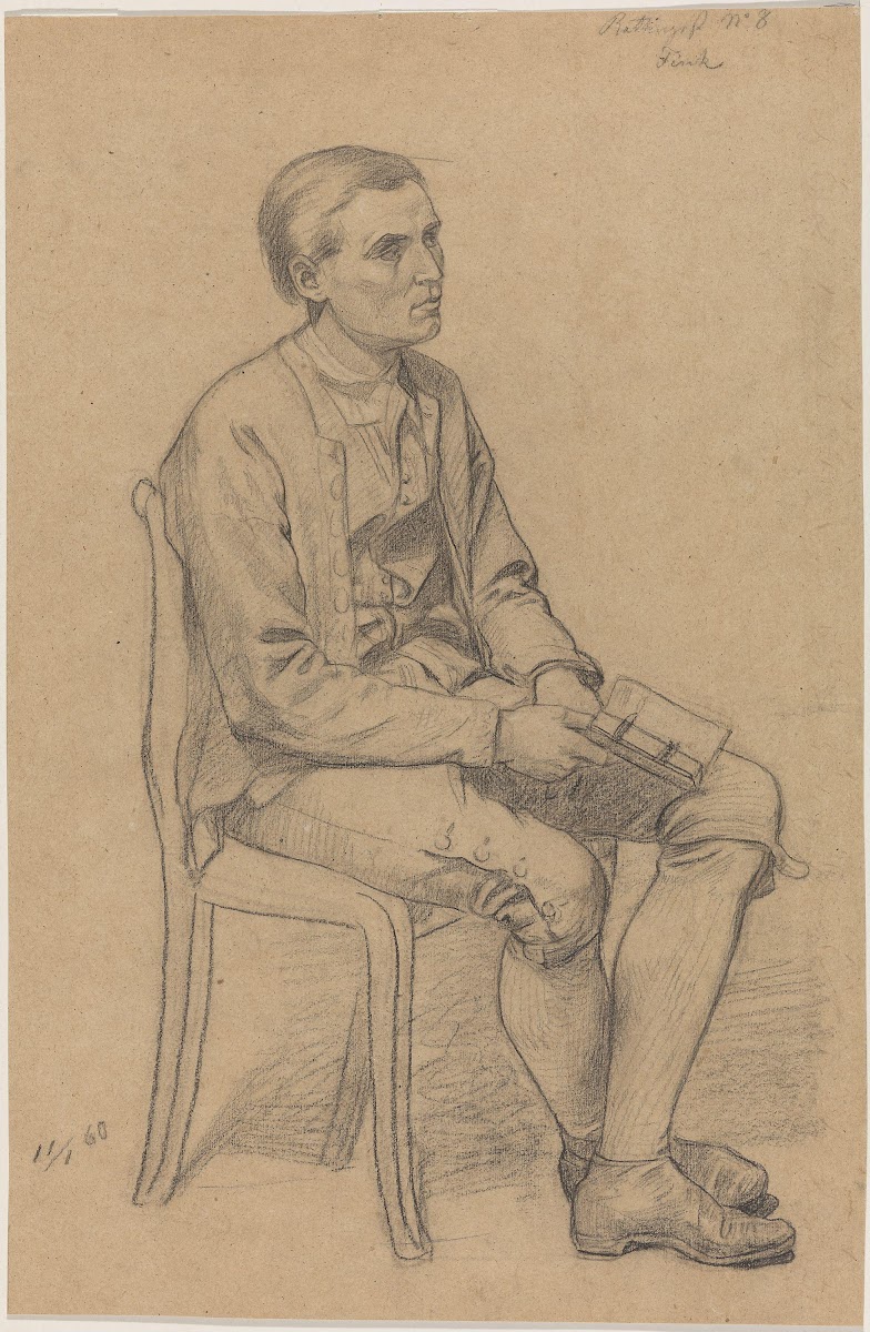 Sittende mann med bok 1860