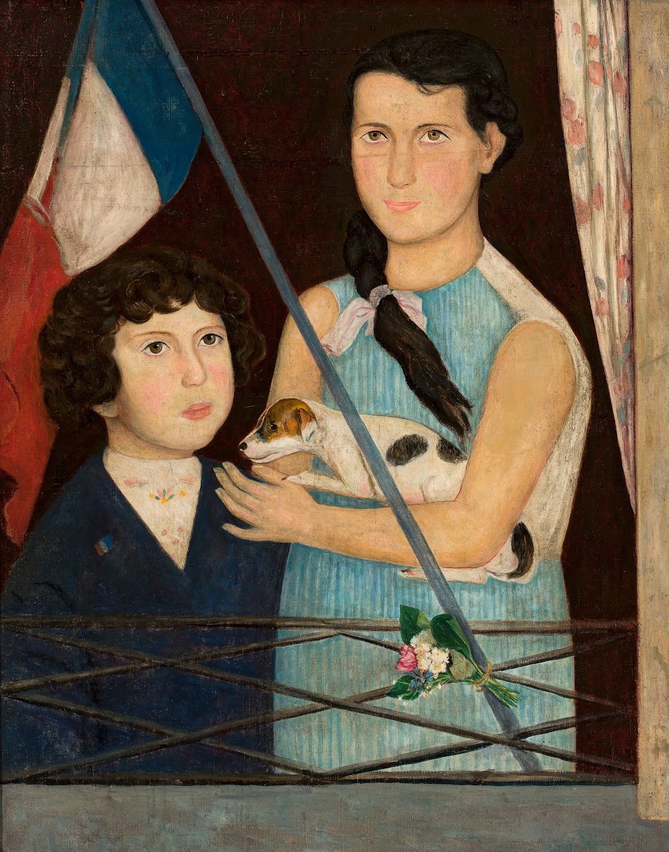 Two children with a French flag 1920