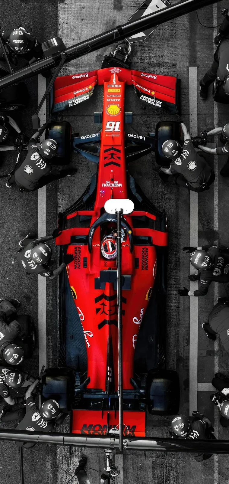 Ferrari Formula One Pit Stop - Sports Photography iPhone Wallpaper (1024x2160)