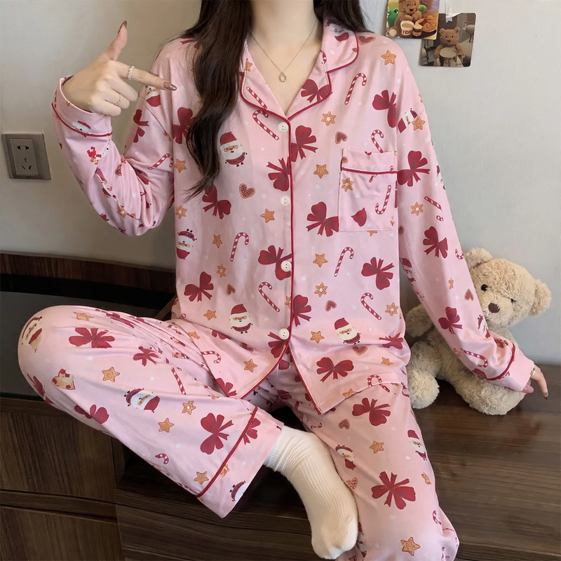 Ladies' Pajamas, Long Sleeve, Checked, Cotton-like