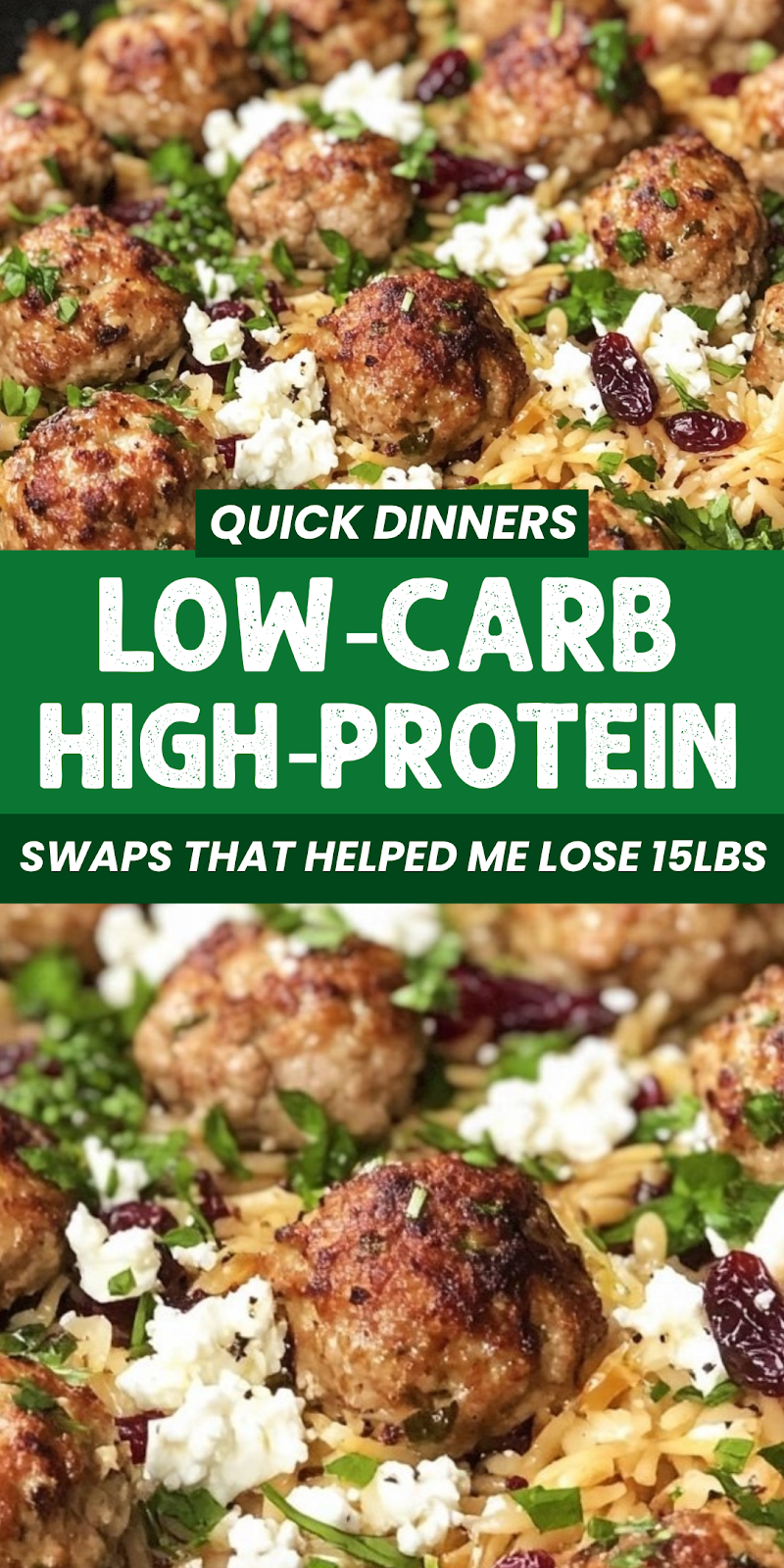Greek Chicken & Cranberry Meatballs with Herbed Lemon Orzo