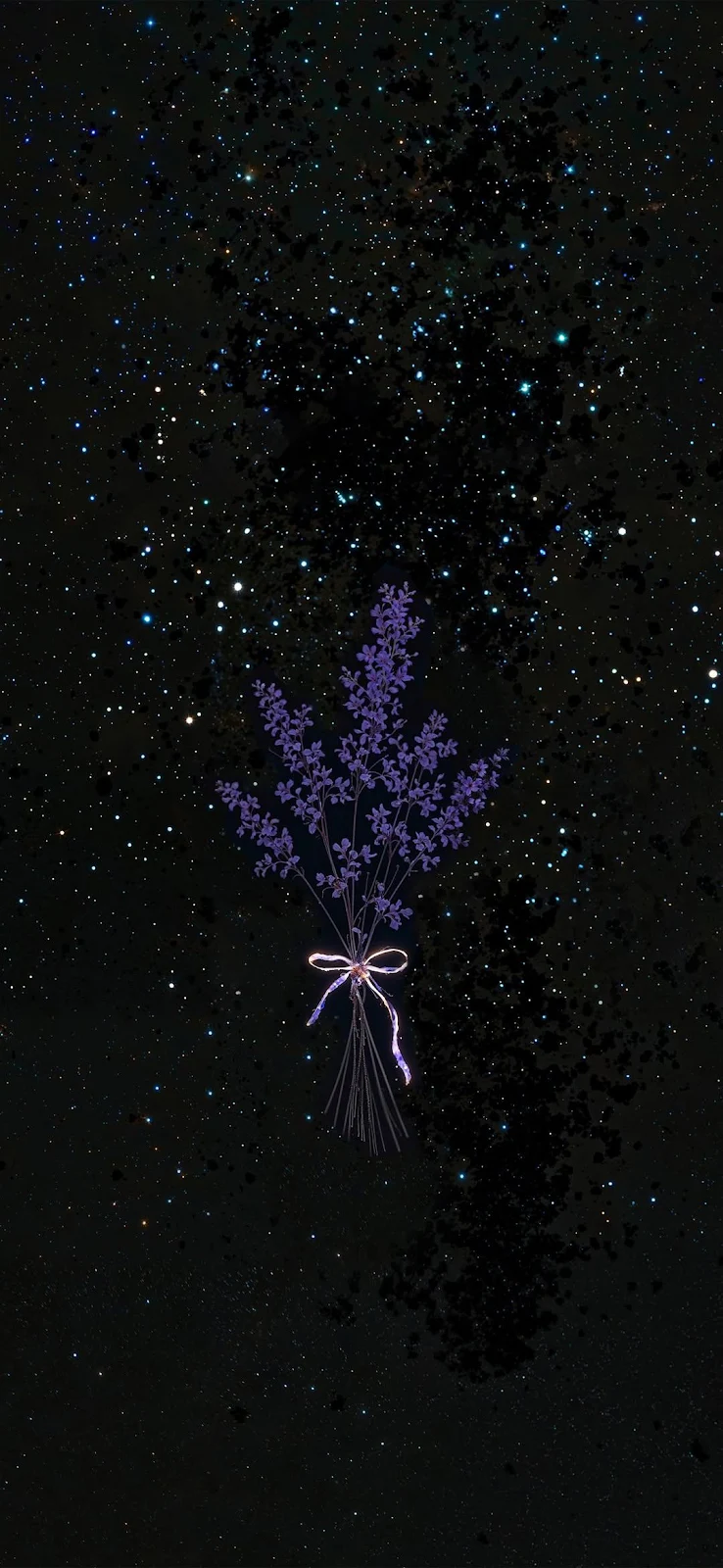 Night Sky, Lavender, Bouquet, Stars Full HD iPhone Wallpaper Background (1080x2341)