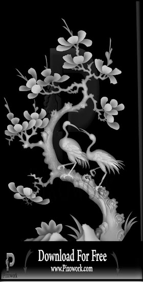 bmp files Tree and Bird Grayscale Picture