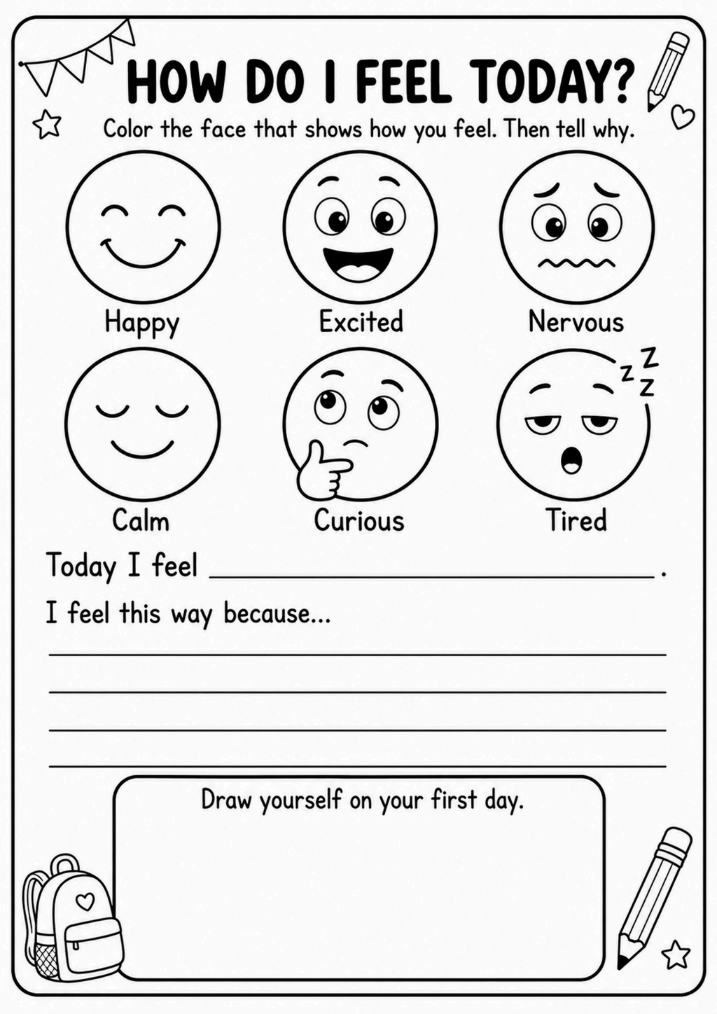 How Do I Feel Today Worksheet
