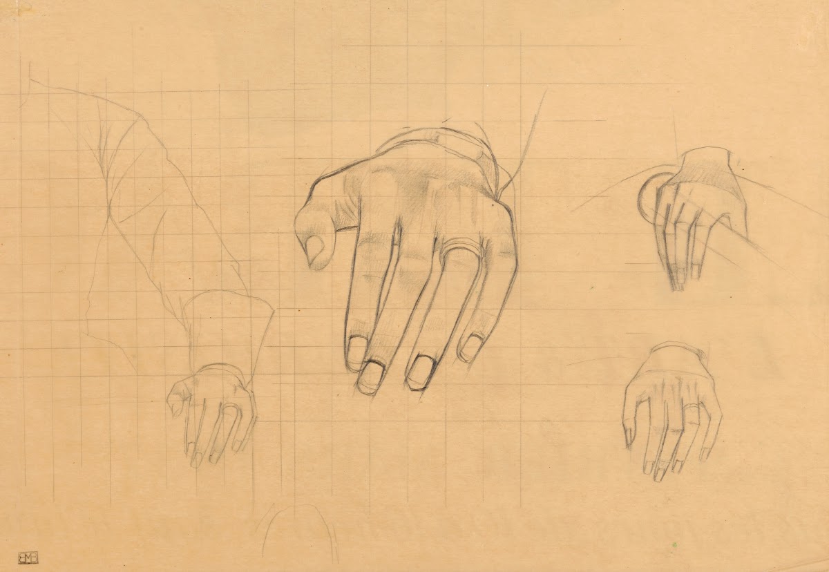 Études de mains pour le portrait de S A le Maharadjah dIndore en costume traditi
