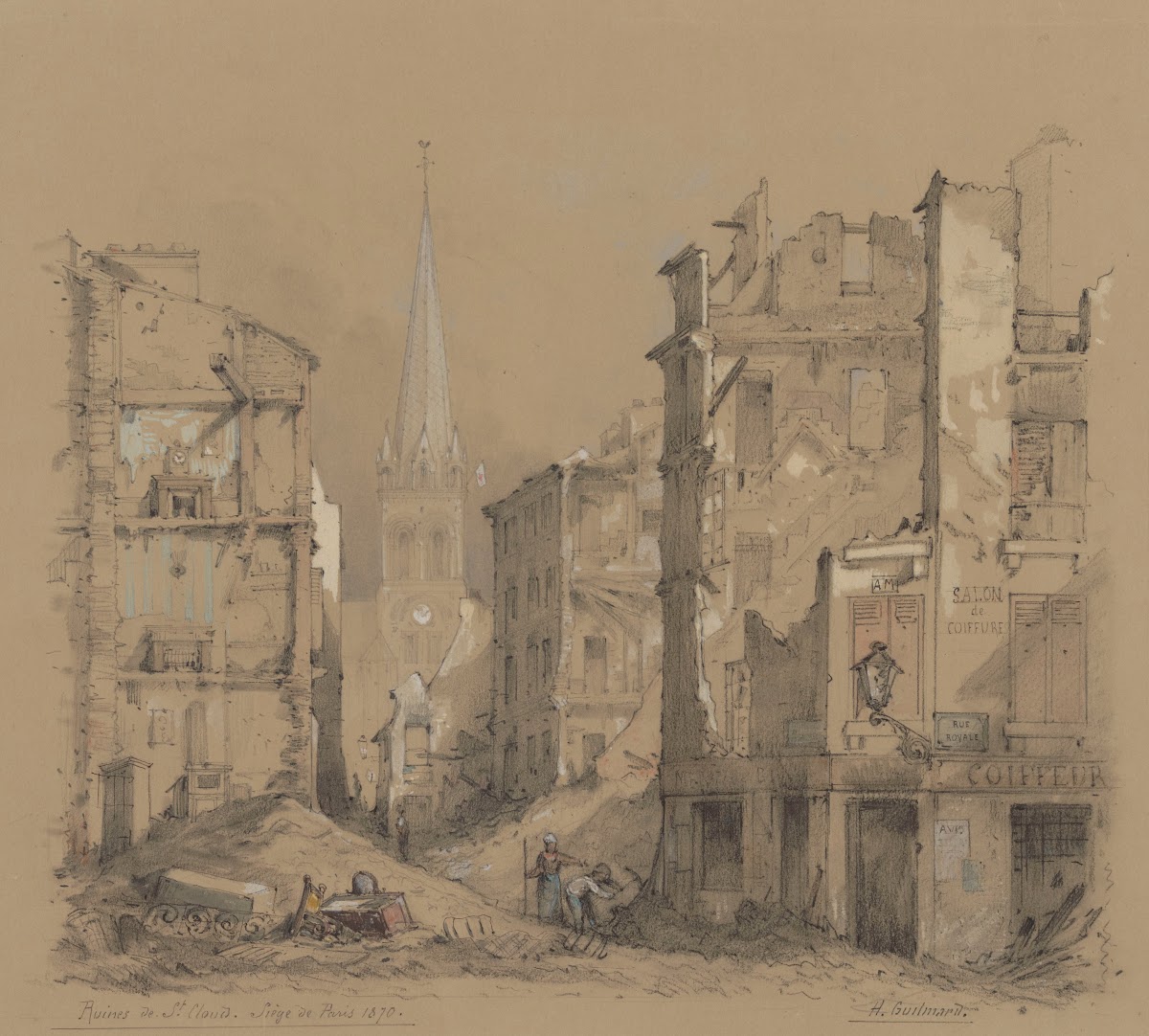 Ruins of the Saint Cloud Church at the Siege of Paris 1870