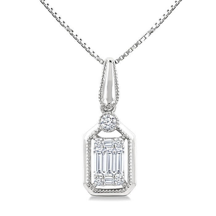 Emerald Shape Fusion Diamond Pendant
