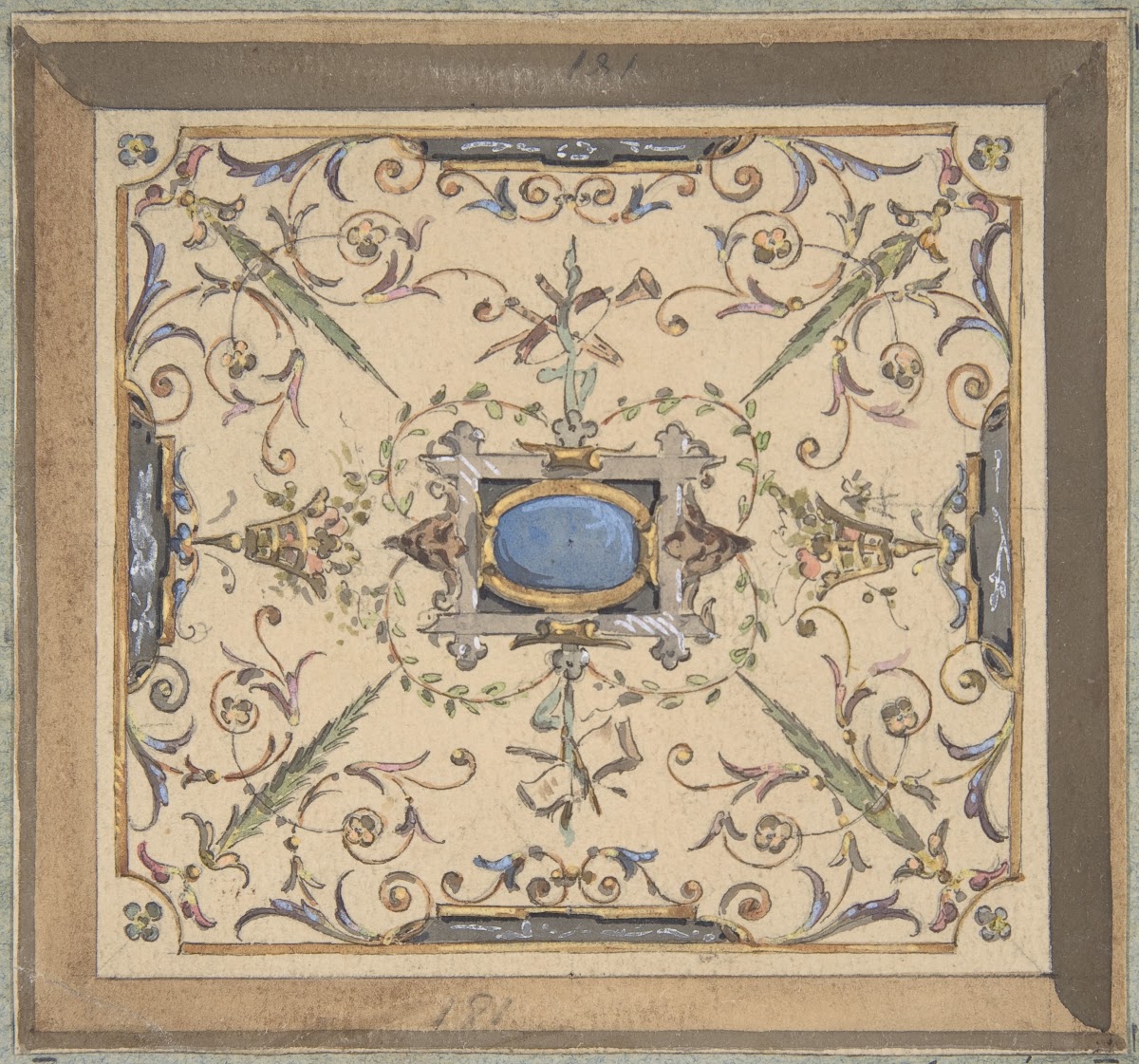 Design for Ceiling Château de Cangé 19th Century