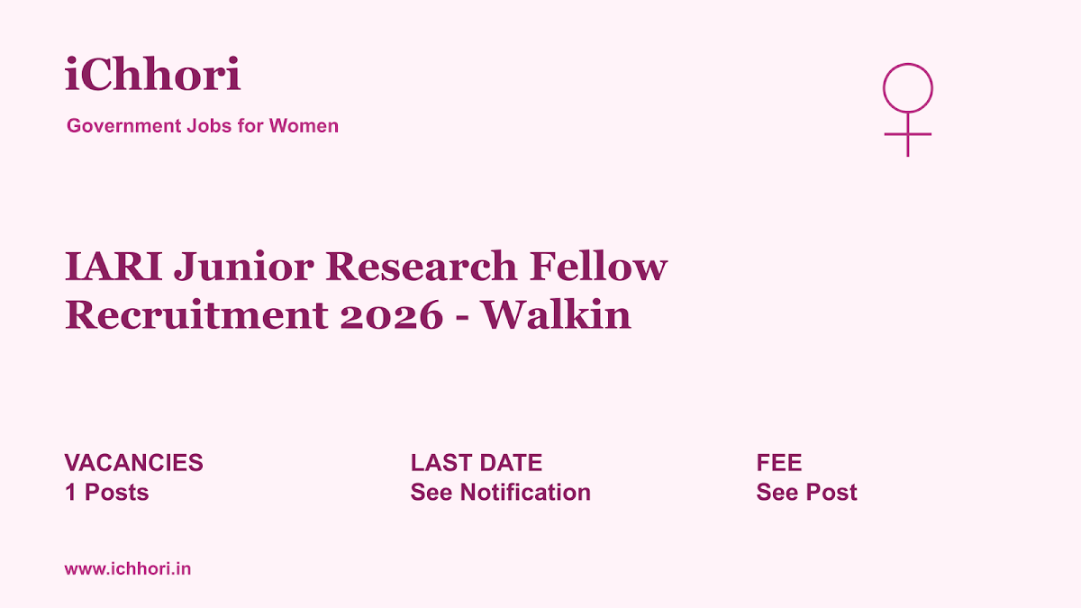 IARI Junior Research Fellow Recruitment 2026 - Walkin - iChhori