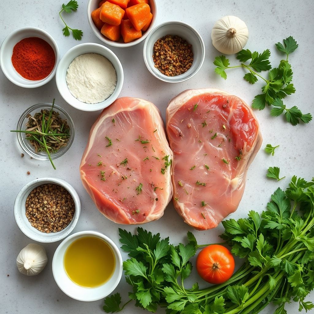 Ingredients for Juicy Mediterranean Pork Chops with Fresh Herb Marinade – Easy One-Pan Dinner