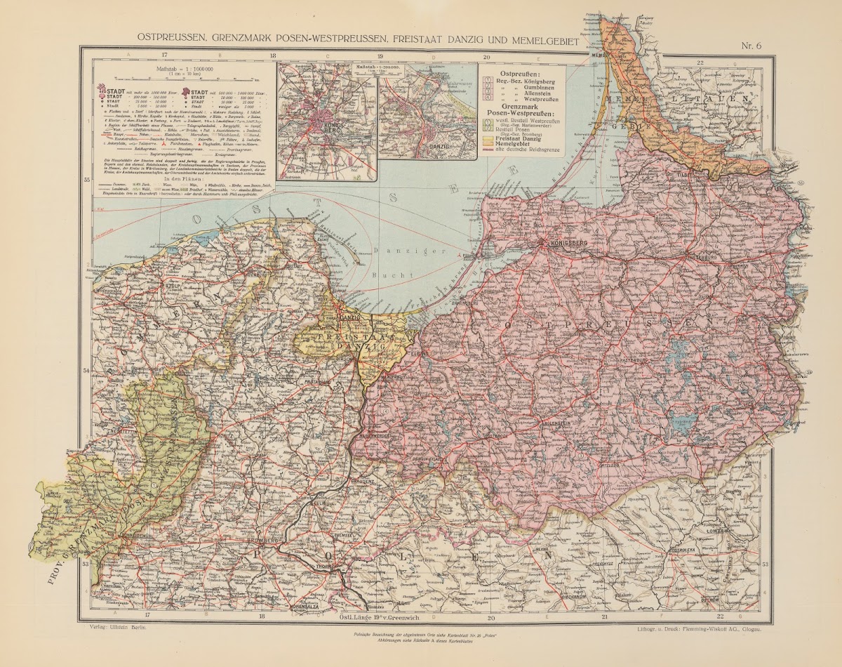 Ostpreussen Grenzmchrk Posen Westpreussen Freistaat Danzig und Memelgebiet 1923