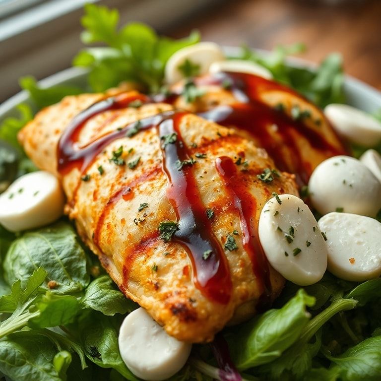Easy Baked Chicken Salad with Mozzarella and Balsamic: A Quick and Family-Friendly Dinner finished