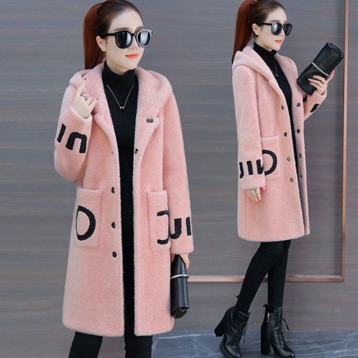 Lamb Fleece Coat, Mid-Length, Women's