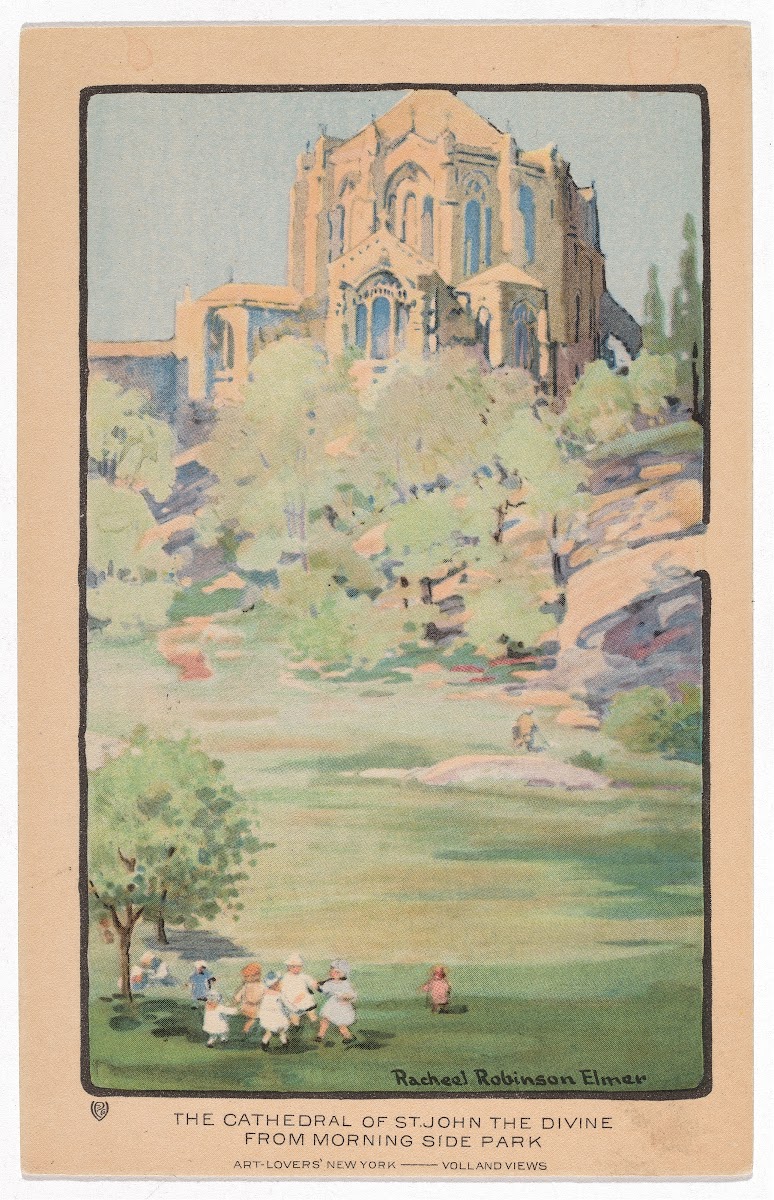 The Cathedral of St John the Divine from Morningside Park 1914